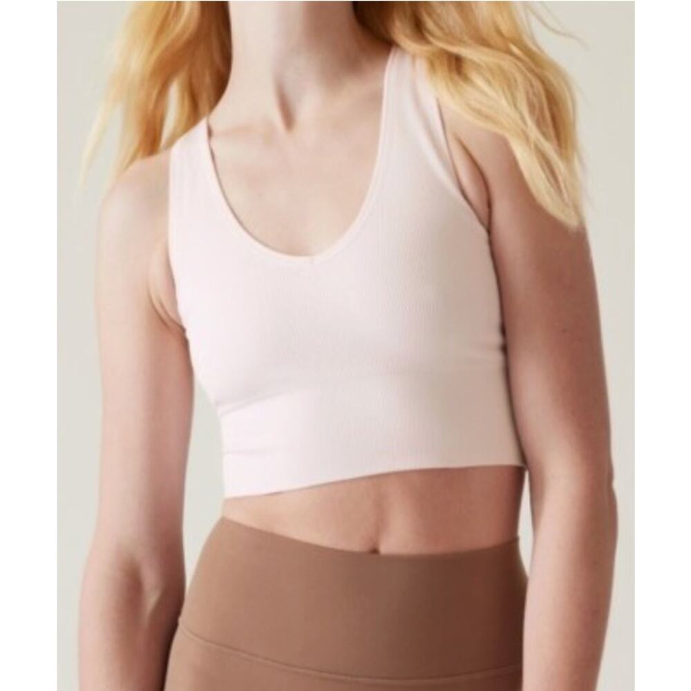 athleta light‎ pink ribbed crop top